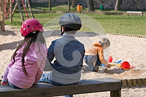 Children with Helmets