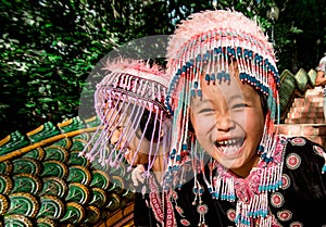 Children of the Hmong hill tribe were playing and having fun.