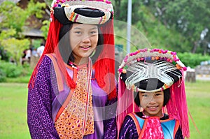 Children Hmong People waiting service the traveler for take photo with them