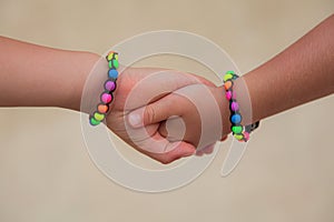 Children holding  hands