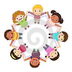 Children holding hands in a circle photo