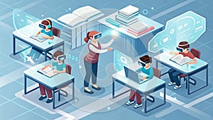children in a holographic classroom photo