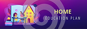 Home schooling concept banner header.