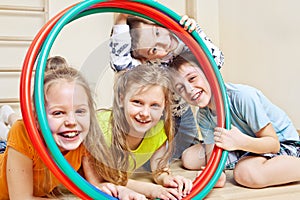 Children with hula hoops