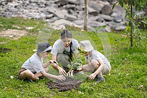 Children join as volunteers for reforestation, earth conservation activities to instill in children a sense of patience and