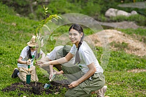 Children join as volunteers for reforestation, earth conservation activities to instill in children a sense of patience and