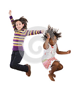 Children jumping at once