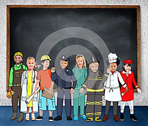 Children Kids Dream Jobs Diversity Occupations Concept photo