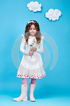 Children kids fashion dress little girl cute smile flower