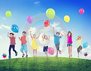 Children Kids Fun Summer Balloon Celebration Healthy Concept