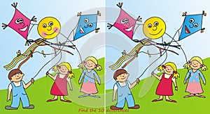 Children and kites - 10 differences