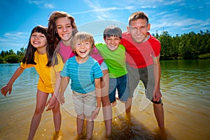 Children in lake