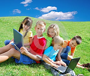 Children with laptops