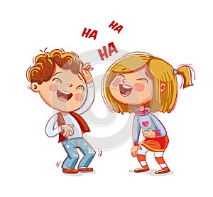 Children laugh fun. Funny cartoon character photo