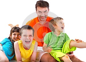 Children laughing with uncle