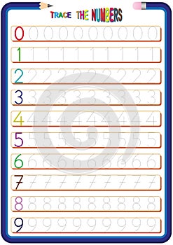 children are learning the numbers, math worksheet for kids, 0 to 9 the numbers, trace the numbers