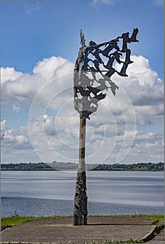 The Children of Lir sculpture overlooking Lough Owel