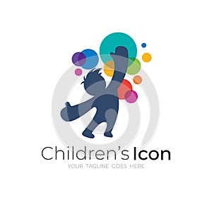 Children logo with colorful design template, babble icon