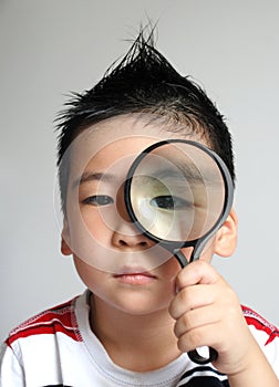 Children with magnifier