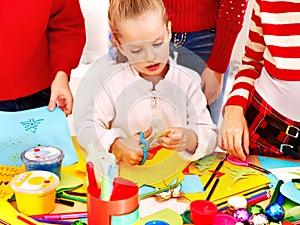 Children making card.