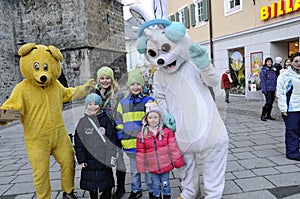 Children with mascots