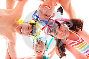 Children with masks and snorkels photo