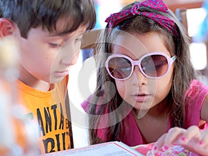 Children with menu