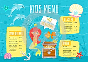 Children menu meal template.