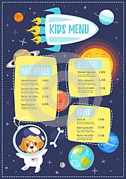 Children menu meal template.