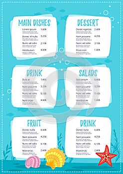 Children menu meal template.