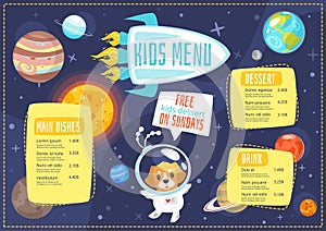 Children menu meal template.