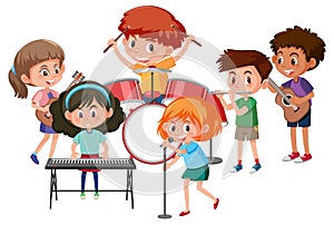 Children music band concept in cartoon design