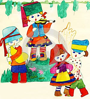Children in national Slavic costumes