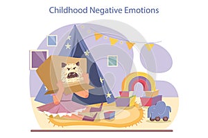 Children negative emotions. Little girl expressing anger or irritation.