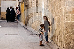 Children of the Old city of Aleppo in Syria after ISIS was defeated