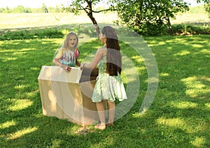 Children opening a box