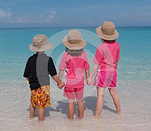 Children paddling in sea