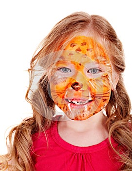 Children with paint of face.