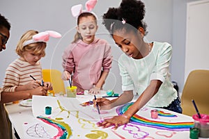 Children Painting in Art Class