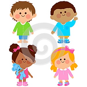 Children in pajamas. Vector illustration