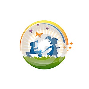 Children Palying in the Field Logo