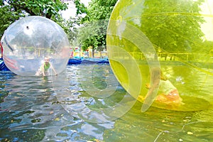 Children in park of attractions