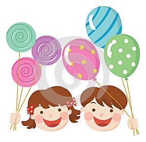 Children with party balloons