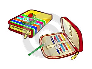 Children pencil case for school. Handy pouch for pens and colored pencils.