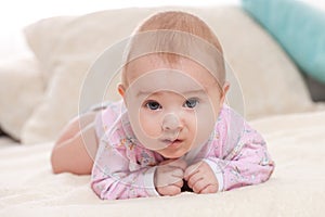 Children, people, infancy and age concept - beautiful happy baby