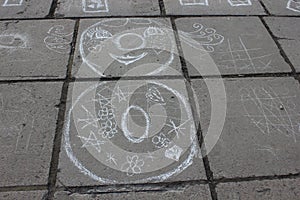 Children picture on pavement tiles