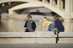 Children Play at Inner City Lake