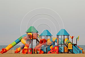 Children playground on beach photo