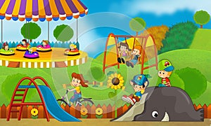 Children at playground - illustration for the children