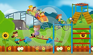 Children at playground - illustration for the children